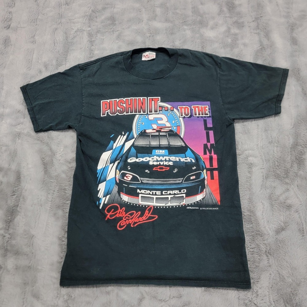 Vintage Dale Earnhardt Shirt Mens Large (Fits Med) Black NASCAR Goodwrench 1996